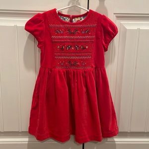 Mini Boden velvet Christmas dress 3-4y